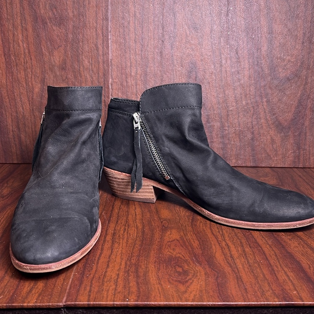 Sam Edelman Womens Ankle Boots Suede Leather Size 11 Black Double Side Zip
